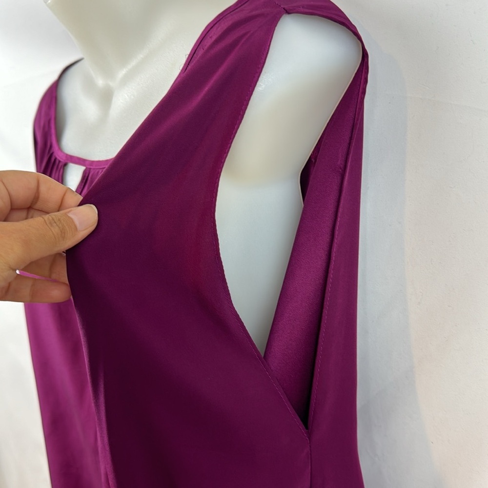 DREW 100% Silk Long Sleeve Fuchsia Cut Out Casual Blouse Long Sleeve Top Size M - Picture 6 of 9